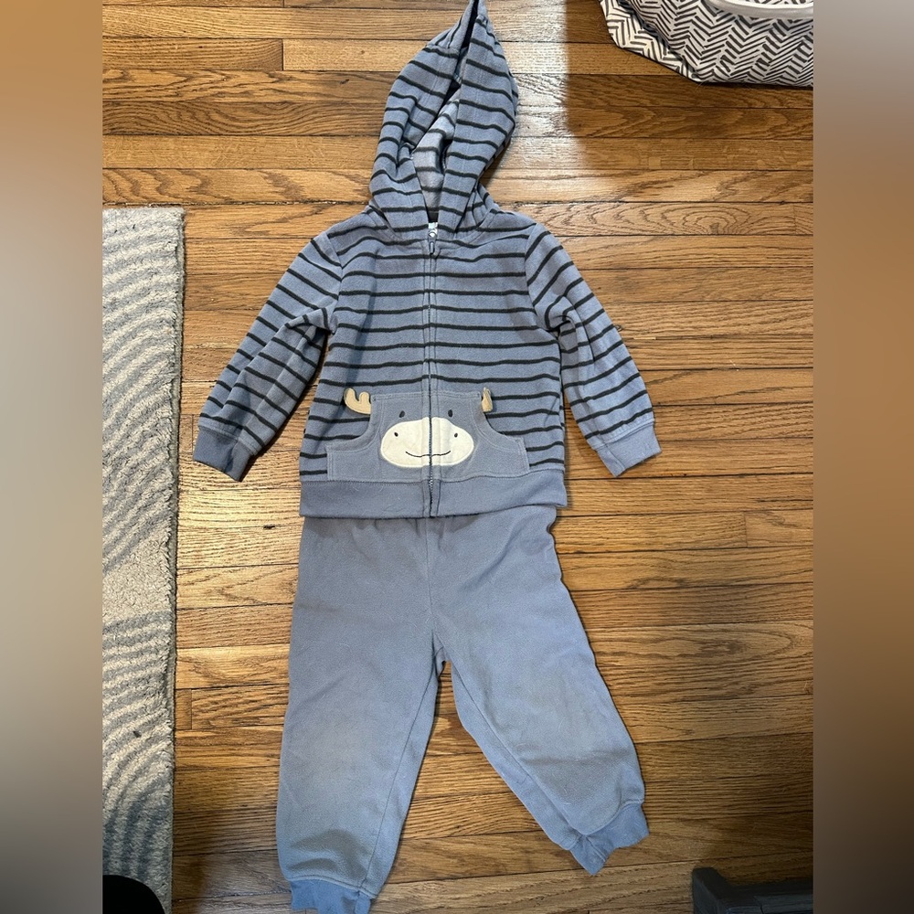 Carter's Gray and Blue Striped Hoodie & Pants